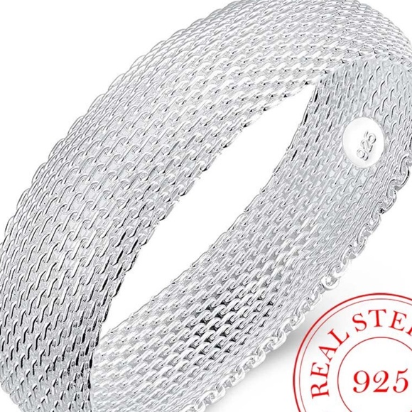 🌺 NEW Elegant 925 Silver Stamped Mesh Bracelet - Picture 4 of 6